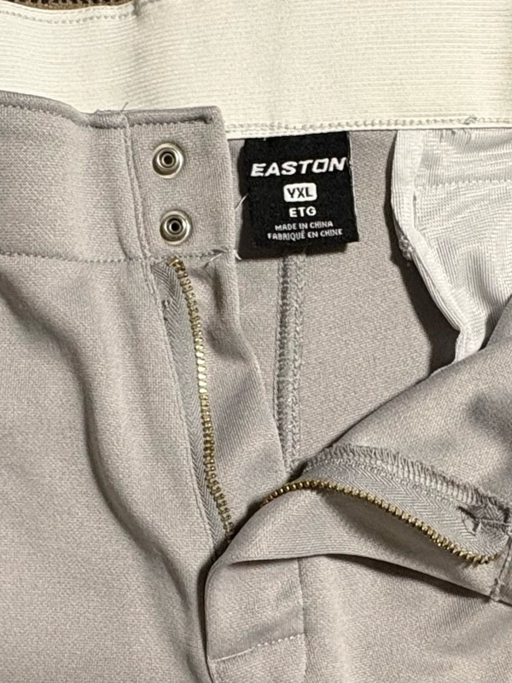 Boys Easton Light Gray Baseball Pants A Size YXL